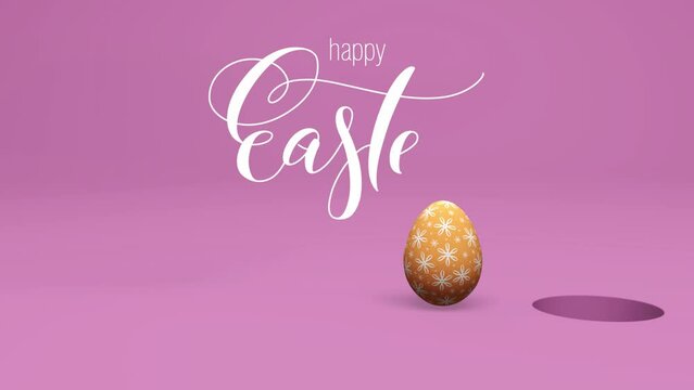 Easter egg, stylish animation with "Happy Easter" greeting on a pink background