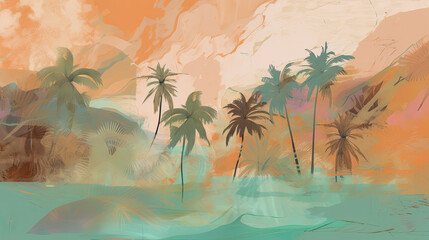 tropical island with palm trees