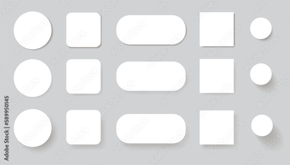 Poster button shadows. modern decorative simple and minimalistic user interface icons, simple shapes round 