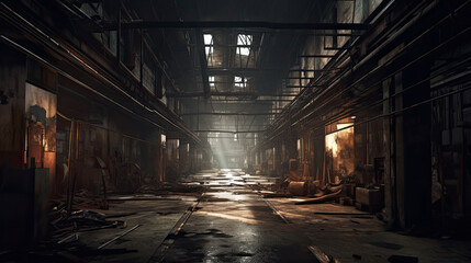 Naklejka na ściany i meble abandoned factory in the night