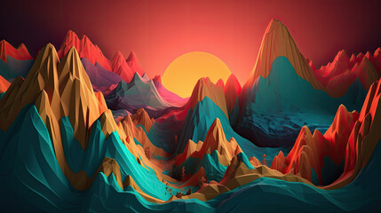Fototapeta na wymiar sunset in mountains 