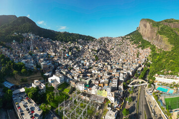 Aerial View of Favela da Rocinha, the Biggest Slum (Shanty Town) in Brazil, Located in Rio de Janeiro City