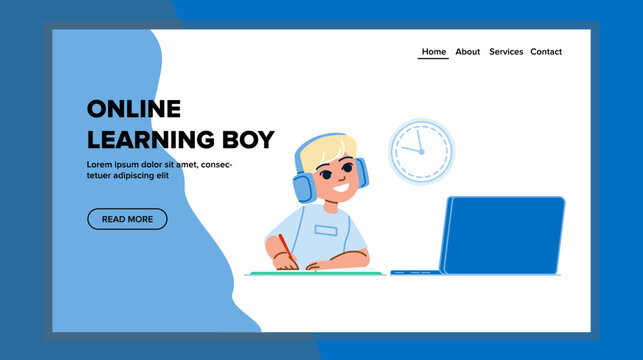online learning boy vector