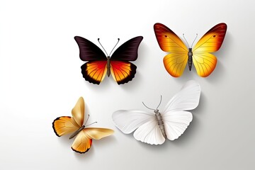 set of butterflies realistic Butterfly pack blank background