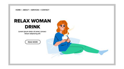 relax woman drink vector