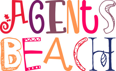 Agents Beach Typography Illustration for Stationery, Newsletter, Packaging, Magazine