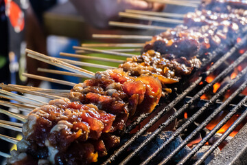 Grilled beef on the charcoal grill
