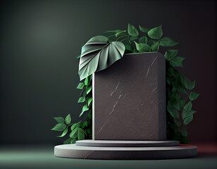 Abstract 3d podium for product presentation with geometric shapes, Empty round podium,Platforms for product presentation with shadows and light background.Generative Ai