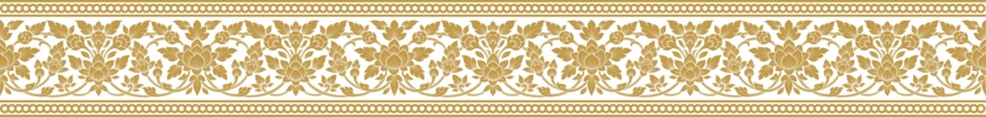 Gold thai art, buddhism temple element png file decoration for motifs pillar pattern