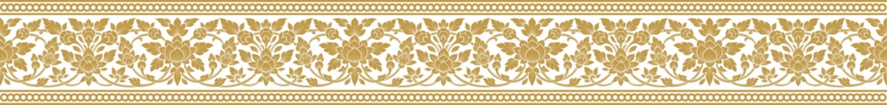 Gold thai art, buddhism temple element png file decoration for motifs pillar pattern
