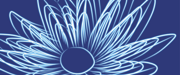 abstract background with flowers in blue and white, illustration of a 3d flower as wallpaper, background in floral design, silhouette of a bright flower on blue background 