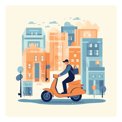 Online delivery service concept  online order tracking  delivery home and office. Warehouse  truck  and bicycle background vector