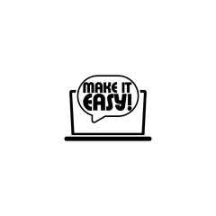  Make it easy laptop icon isolated on white background 
