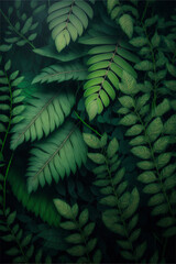 Naklejka na ściany i meble Green tropical leaf texture pattern background, Generative AI