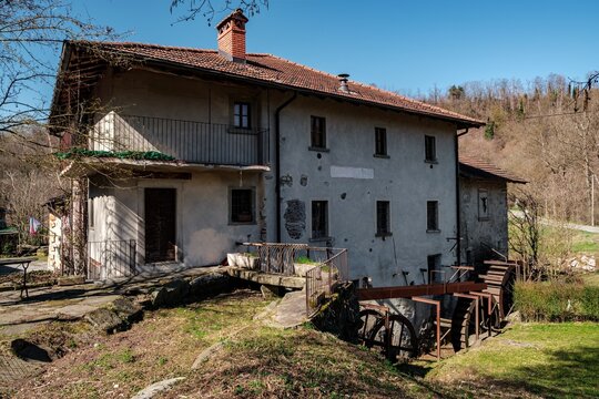 Old farmhouse with watermill in Lombardy, north Italy
