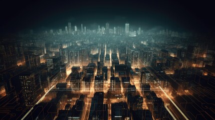 Obraz premium Smart city on circuit board background. Generative AI