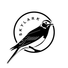 Eurasian skylark logo design. Bird symbol in minimal style. Eurasian skylark bird circle sign isolated on white background. Vector illustration
