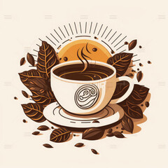 Coffee cup and beans digital art
