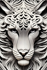 Lion papercut digital art