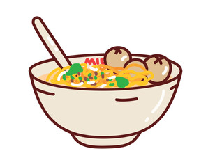 meatball noodle illustration