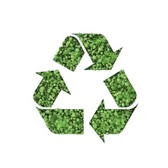 Recycle sign logo green arrows isolated background transparent png. Generative ai