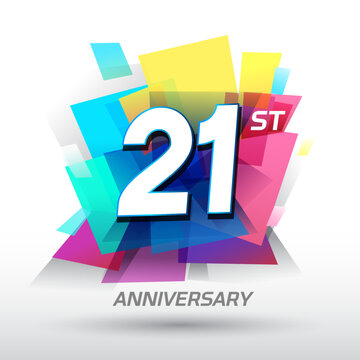 21st Anniversary with confetti and celebration background