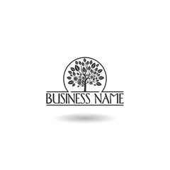 Tree business name logo icon with shadow