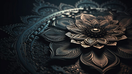 Mandala pattern background. Abstract boho mandala floral ornament. Yoga arabic design. Generative AI