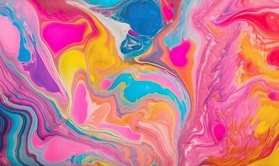 Bath foam creates colorful bubbles in rainbow hues. Creating using generative AI tools