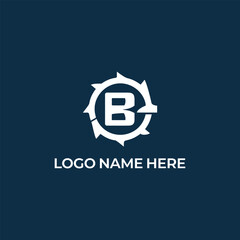 Letter B circle logo design on blue background