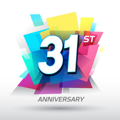 31st Anniversary with confetti and celebration background