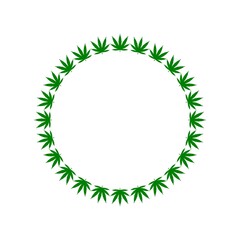 Marijuana frame circle icon isolated on white background 
