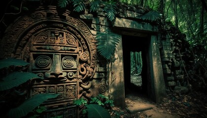 mayan door in the forest,Generative AI