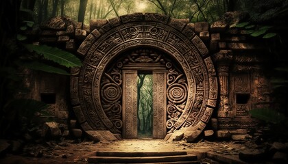 mayan door in the forest,Generative AI
