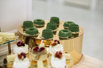 green wedding candy bar sweets on the table
