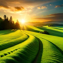 sunset over the field