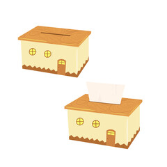 Wooden napkin holder. Napkin holder, a stand for napkins made of wood in which there are napkins. Vector illustration isolated on white background.