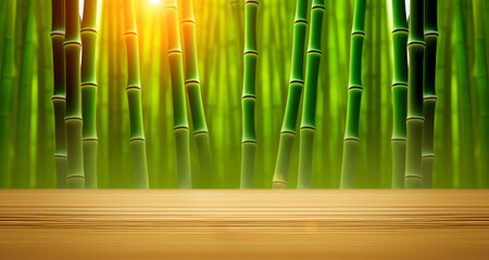 Bambou et soleil éclatant,IA générative.