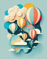 Colorful Hot Air Balloons Abstract Art, generative AI