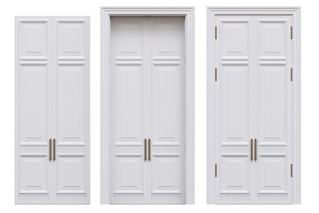 interior doors isolate on a transparent background, interior furniture, 3D illustration, cg render