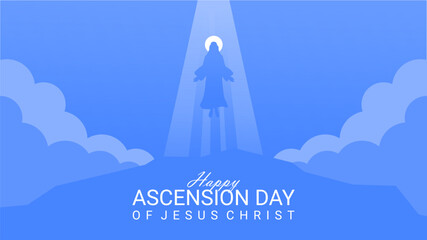 ascension day of jesus christ poster on blue background