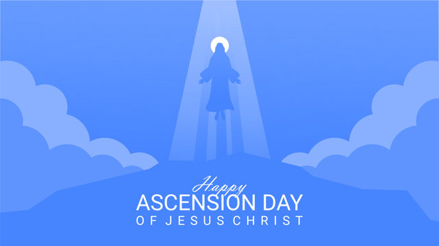 ascension day of jesus christ poster on blue background