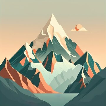 Berg Illustration, Vektor, Farben, generative AI