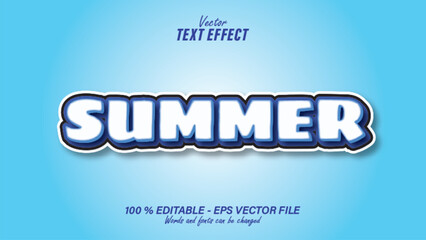 Blue summer text effect editable with blue background eps file 