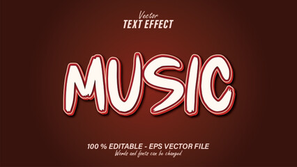 Red music text effect editable with red background eps file 