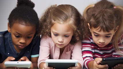 children playing with tablet computers, Generative AI
