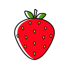 Strawberry in a flat style. Vector illustration of a berry. Isolated icon on a white background