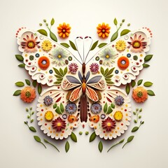 Abstract background with flowers and butterflies, Spring Floral Pattern, generative AI