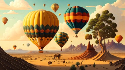 Obraz premium hot air balloon over region country