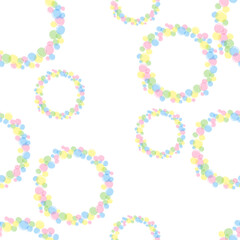 vector illustration seamless pattern wreath circle of color soap bubbles on white background